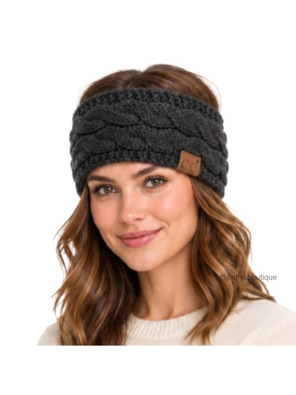 Fleece Lined Knitted Diagonal Stripes Criss-Cross Headband Headwrap